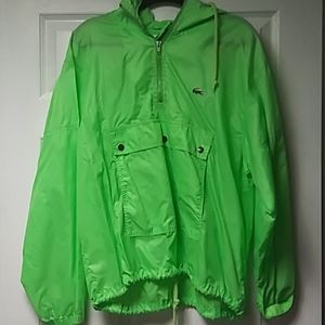 Izod Lacoste florescent green windbreaker Size L